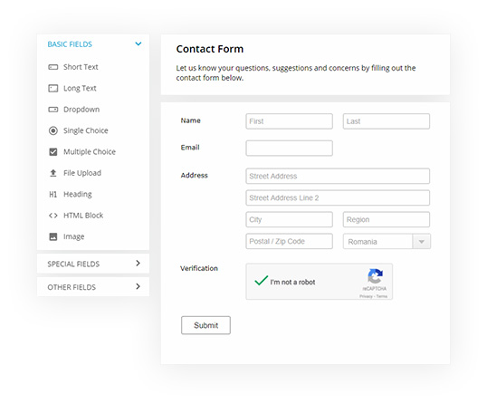 php form features