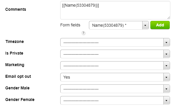 big contacts integration for web forms