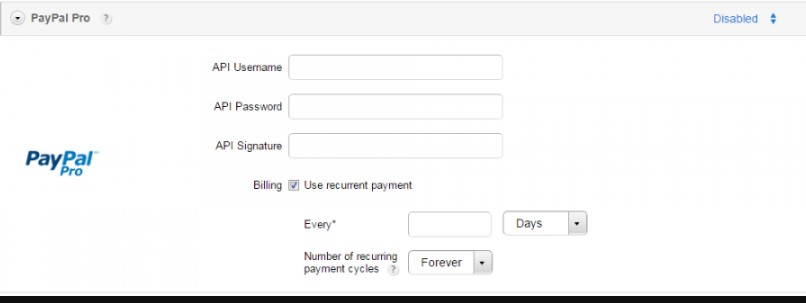 paypal pro recurrent payment order forms