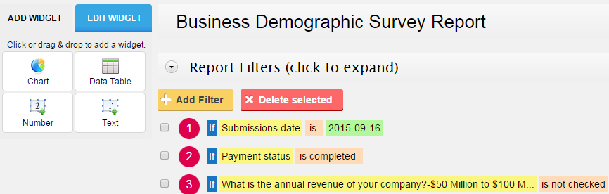 filter reports through form submissions 