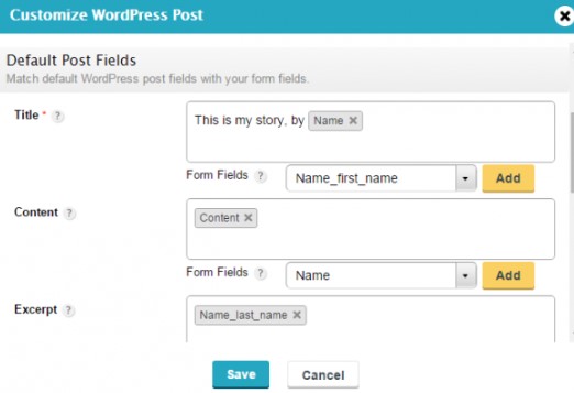 wordpress posts via forms