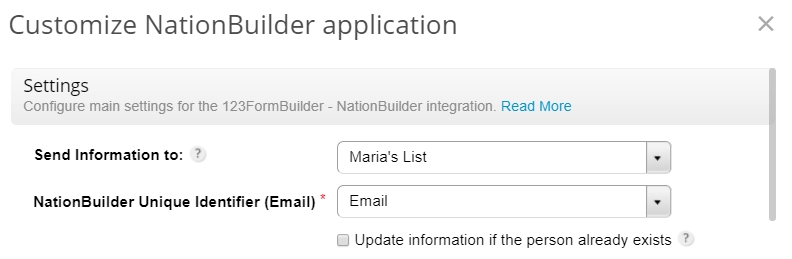 Nation Builder 123FormBuilder integration