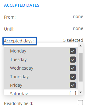 123FormBuilder how to accept certain days