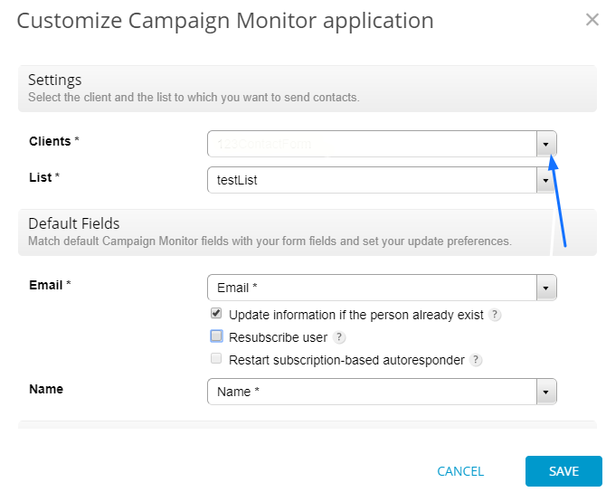 customize 123FormBuilder Campaign Monitor integration