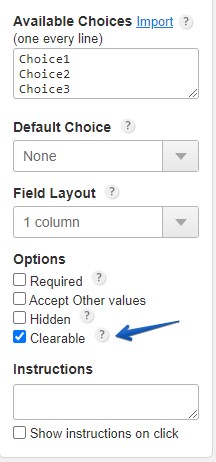 uncheck radio buttons from web form