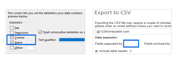 Data Separator Export to CSV