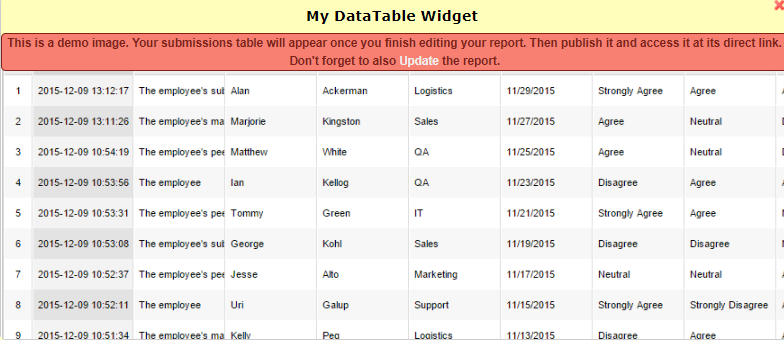 Data Table Widget