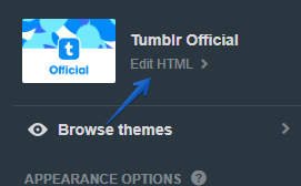 edit html in Tumblr to post web form