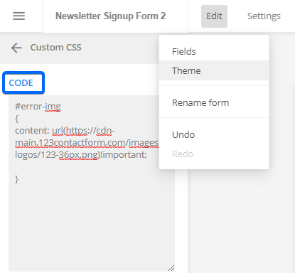 Replace error images with custom CSS | 123FormBuilder Docs