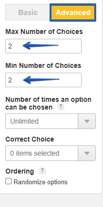 minimum number of choices for a multiple choice field