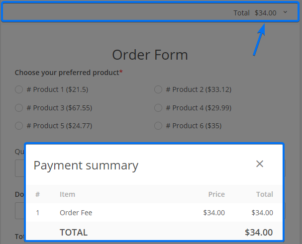 real-time payment summary forms