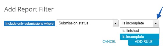 123FormBuilder Filter Submission Status in Report