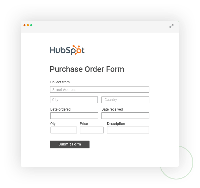 hubspot purchase order form